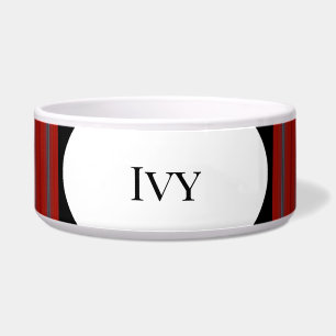 Personalized Pet Food Bowl w Red Stripe- HAMbWG