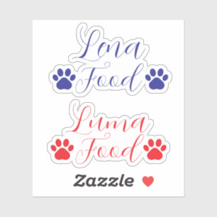 Personalized Pet food vinyl decals, name custom Sticker
