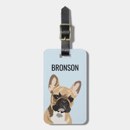 Personalized Pet French Bulldog | Frenchie Luggage Tag - Cute personalized pet animal luggage tag featuring a fawn red french bulldog, and their name. If you would like a different dog breed or animal please contact me.