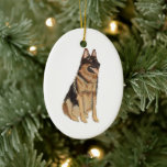 Personalized Pet German Shepard Ceramic Ornament<br><div class="desc">Painted Pomeranian portrait by Shelby Allison</div>