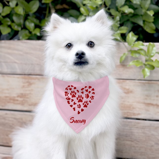 Personalized Pet Gift, Heart & Paws,  Bandana Collar (Dog)