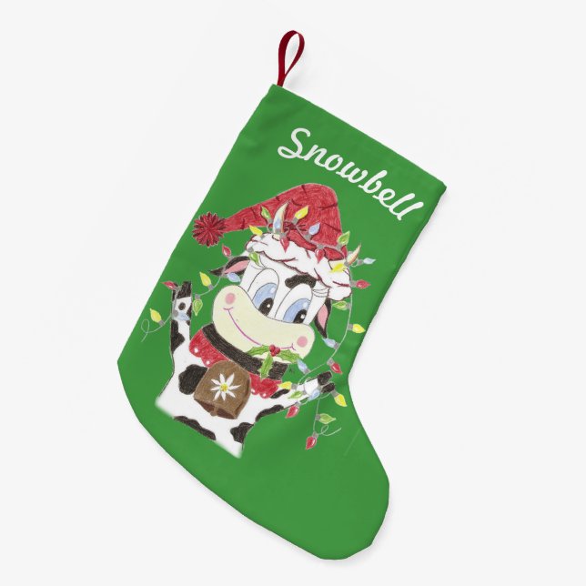 Personalized pet green Christmas stocking (Front (Hanging))