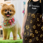 Personalized Pet Groomer Black Gold Paw   Apron at Zazzle