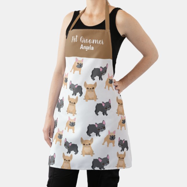 Personalized Pet Groomer Tan French Bulldog   Apron (Insitu)
