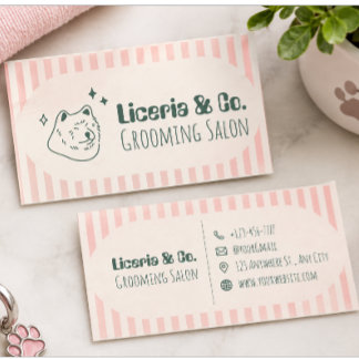 Personalized Pet Grooming Salon Cute Animal Groom Business Card