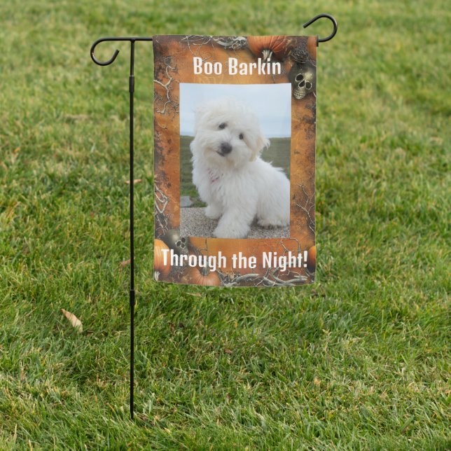Personalized Pet Halloween Pumpkin Garden Flag (In SItu)