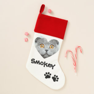 Personalized Pet Heart Photo with Paw Prints Christmas Stocking