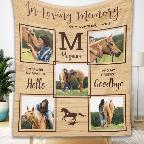 Personalized Pet Horse In Loving Memory Memorial Fleece Blanket