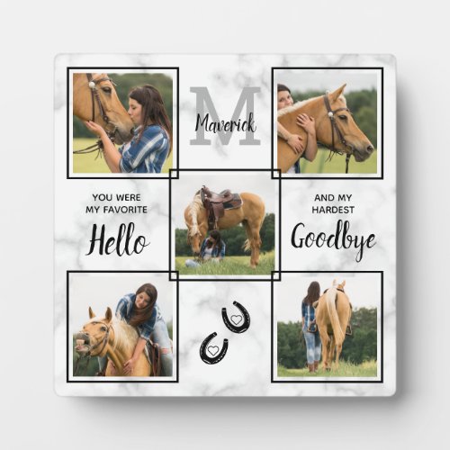 Personalized Pet Horse Memorial Keepsake 5 Photo Plaque