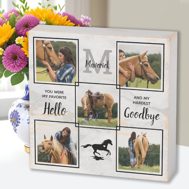 Personalized Pet Horse Memorial Keepsake 5 Photo Wooden Box Sign (Creator Uploaded)