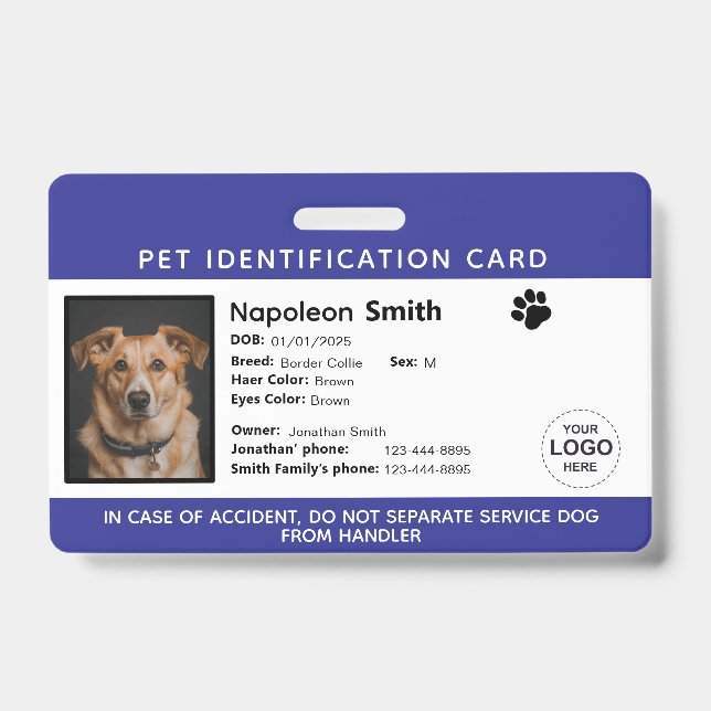 Personalized Pet Identification Badge  (Front)