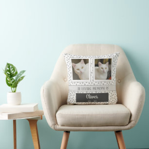 Personalized Pet Image Name Memorial Throw Pillow