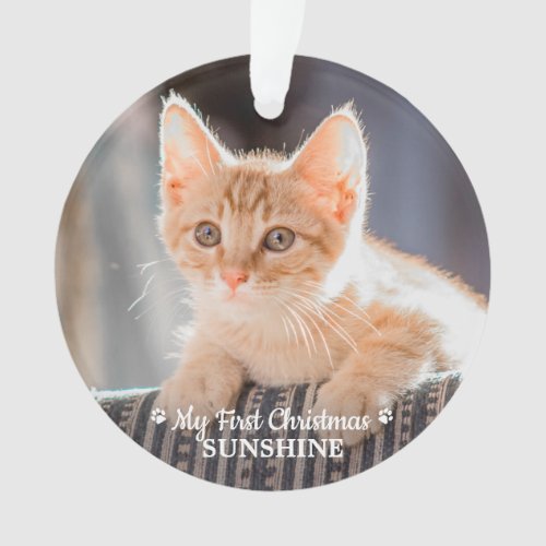 Personalized Pet Kitten Photo Cat First Christmas Ornament