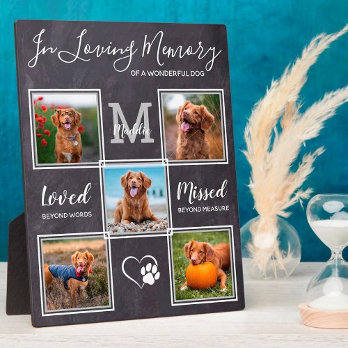 Personalized Pet Loss 5 Photo Dog Memorial Plaque