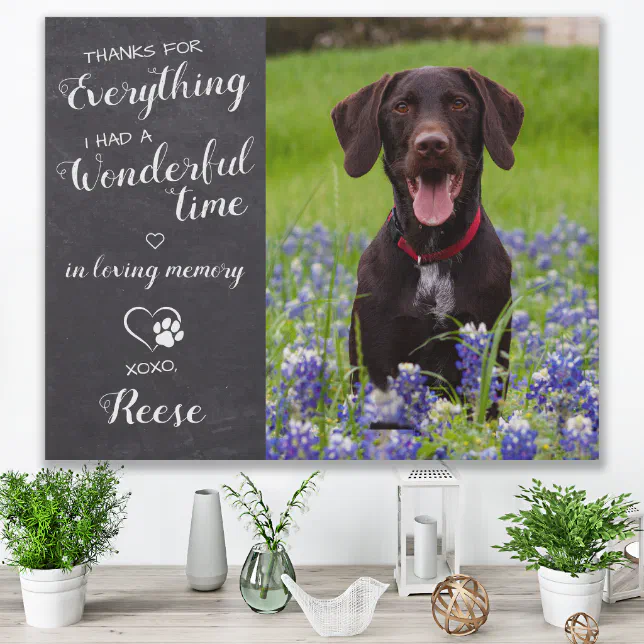 Personalized Pet Loss Dog Memorial Custom Photo Faux Canvas Print | Zazzle