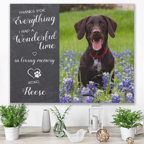 Personalized Pet Loss Dog Memorial Custom Photo Faux Canvas Print