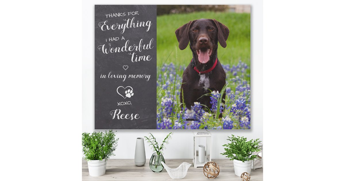 Personalized Pet Loss Dog Memorial Custom Photo Faux Canvas Print | Zazzle