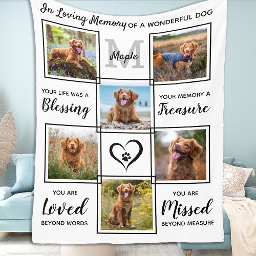 Personalized Pet Loss Keepsake Pet Dog Memorial  Fleece Blanket