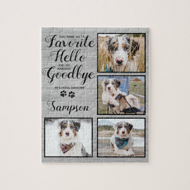 Personalized Pet Loss Photo Collage Pet Memorial Jigsaw Puzzle (Vertical)