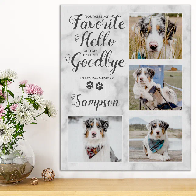 Personalized Pet Loss Sympathy Pet Memorial Photo Faux Canvas Print ...