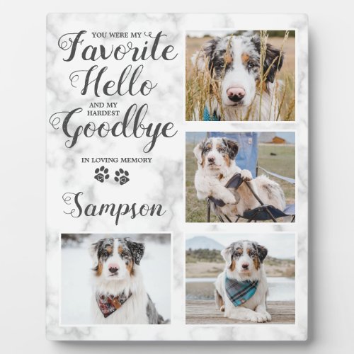 Personalized Pet Loss Sympathy Pet Memorial Photo Plaque