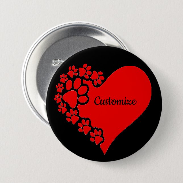Personalized Pet Love Heart Button (Front & Back)