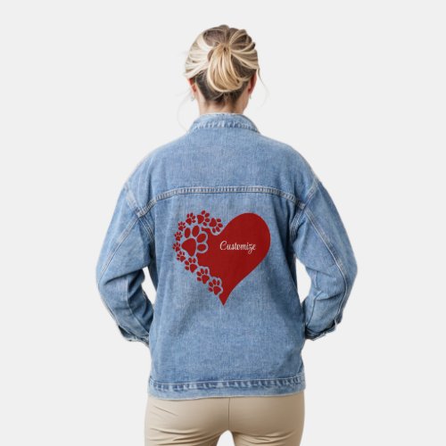 Personalized Pet Love Heart Denim Jacket