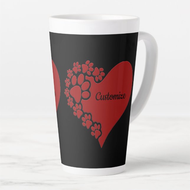 Personalized Pet Love Heart Latte Mug (Right Angle)