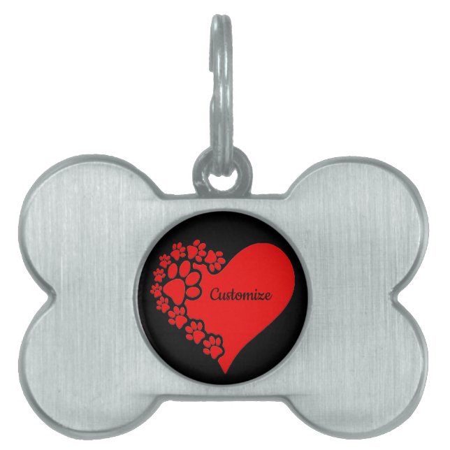 Personalized Pet Love Heart Pet ID Tag (Front)