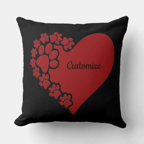 Personalized Pet Love Heart Throw Pillow