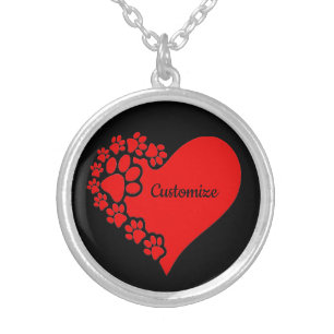Personalized Pet Love Hearts Silver Plated Necklace