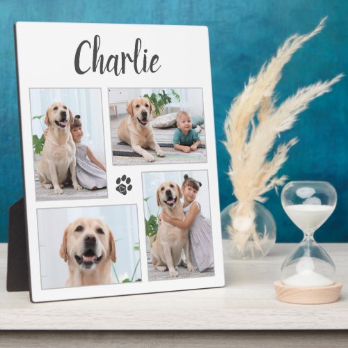 Personalized Pet Lover 4 Photo Collage Dog Plaque