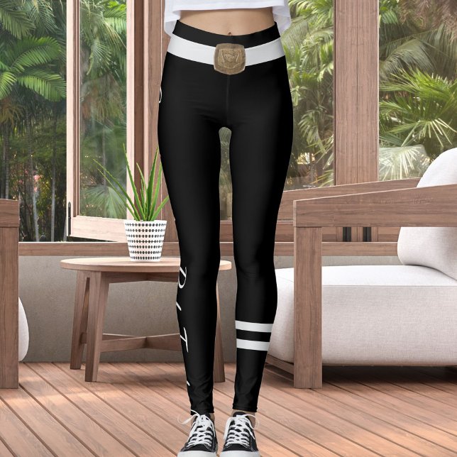 Personalized Pet Lover Black And Grey Script Text Leggings (Creator Uploaded)