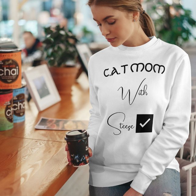 Personalized Pet Lover Black Script Funny Cat Mom Sweatshirt (Creator Uploaded)
