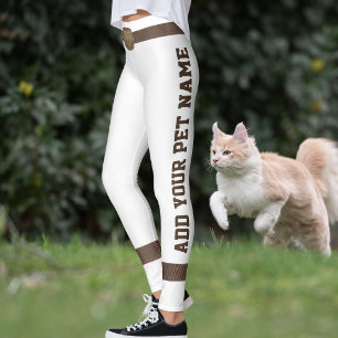 Personalized Pet Lover Brown Belt Buckle White Leggings