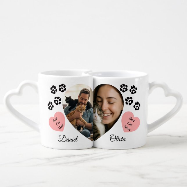 Personalized Pet Lover Couple Mugs Set with Photo  (Back Nesting)