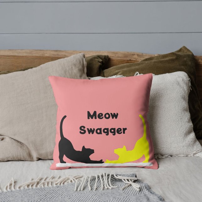 Personalized Pet Lover Funny Cat Quote On Salmon Throw Pillow (Creator Uploaded)