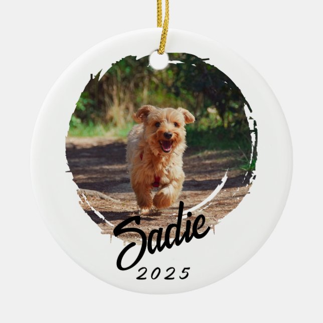 Personalized Pet Lover Gift - Custom Photo & Name Ceramic Ornament (Front)