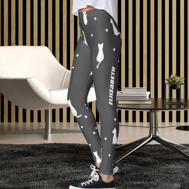 Personalized Pet Lover Grey And White Cat Pattern Leggings (Creator Uploaded)