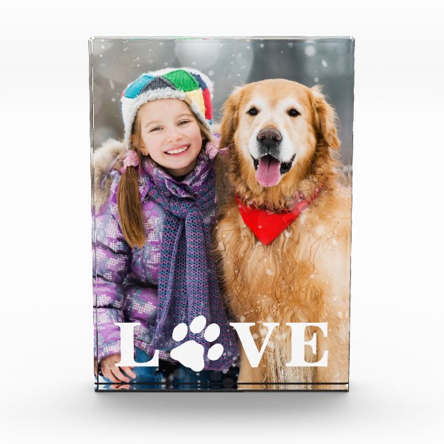 Personalized Pet Lover Love Paw Print Dog Lover Photo Block (Front)