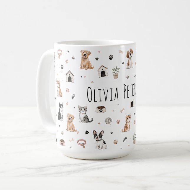 Personalized Pet Lover Mug with Custom Name Gift   (Front Left)