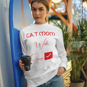 Personalized Pet Lover Red Script Funny Cat Mom Sweatshirt