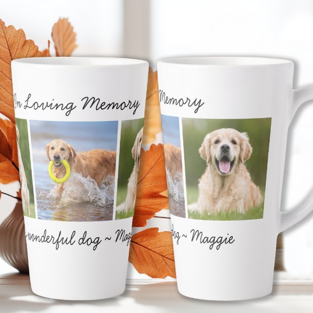 Personalized Pet Memorial 3 Photo In Loving Memory Latte Mug