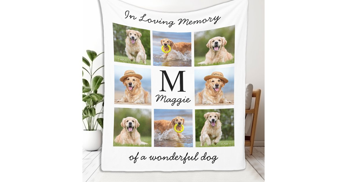 Personalized Pet Memorial 8 Photo In Loving Memory Fleece Blanket | Zazzle