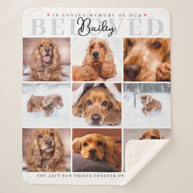 Personalized Pet Memorial Blanket 9 Photo Collage (Front)