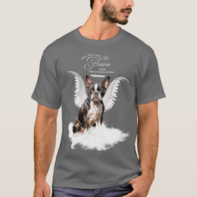 Personalized Pet Memorial Boston Terrier Dog T-Shirt (Front)