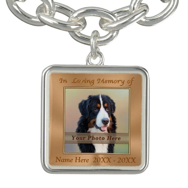 Personalized Pet Memorial Bracelet PHOTO and NAME (Design)