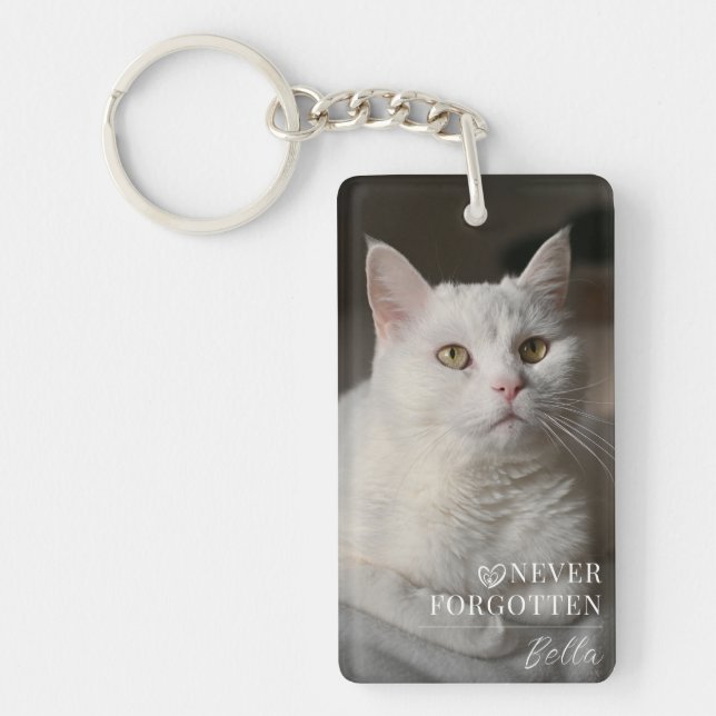 Personalized Pet Memorial Cat Photo Keychain (Front)