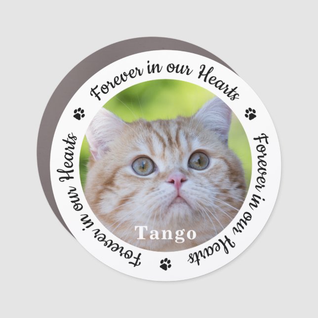 Personalized Pet Memorial Cat Photo Remembrance Car Magnet (Front)