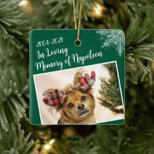Personalized Pet Memorial Christmas Photo Ceramic Ornament